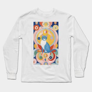 Hilma af Klint's Colorful Cat Dreamscape Long Sleeve T-Shirt